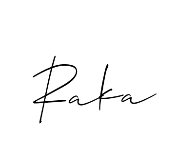 The best way (Allison_Script) to make a short signature is to pick only two or three words in your name. The name Raka include a total of six letters. For converting this name. Raka signature style 2 images and pictures png