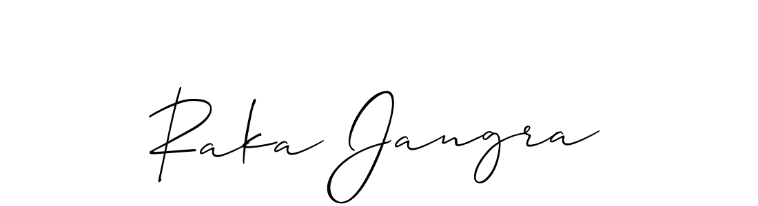 if you are searching for the best signature style for your name Raka Jangra. so please give up your signature search. here we have designed multiple signature styles  using Allison_Script. Raka Jangra signature style 2 images and pictures png