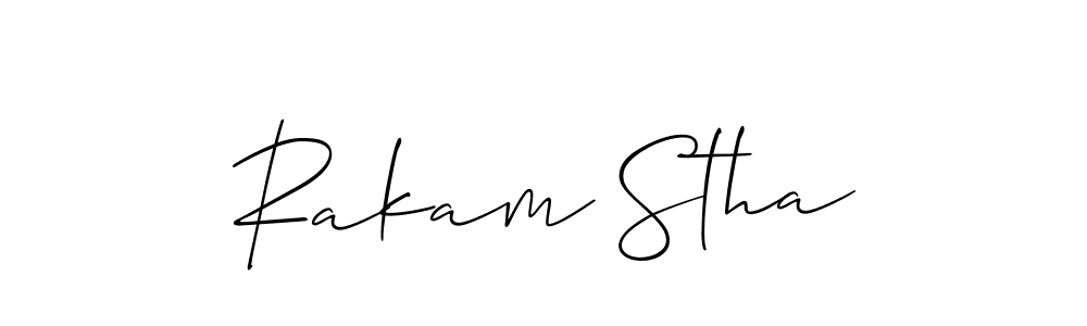 How to make Rakam Stha signature? Allison_Script is a professional autograph style. Create handwritten signature for Rakam Stha name. Rakam Stha signature style 2 images and pictures png