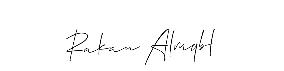 The best way (Allison_Script) to make a short signature is to pick only two or three words in your name. The name Rakan Almqbl include a total of six letters. For converting this name. Rakan Almqbl signature style 2 images and pictures png