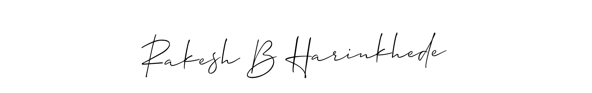 How to make Rakesh B Harinkhede name signature. Use Allison_Script style for creating short signs online. This is the latest handwritten sign. Rakesh B Harinkhede signature style 2 images and pictures png