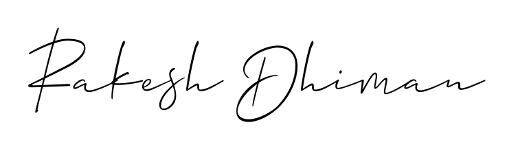 Try this chic Rakesh Dhiman handwritten sign style. Using Allison_Script font elements, it gives your name a sleek, memorable identity. Rakesh Dhiman signature style 2 images and pictures png
