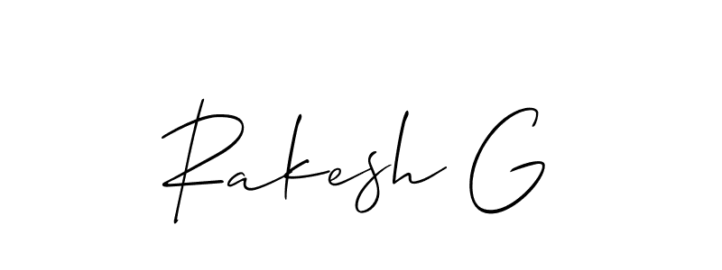 Allison_Script is a professional signature style that is perfect for those who want to add a touch of class to their signature. It is also a great choice for those who want to make their signature more unique. Get Rakesh G name to fancy signature for free. Rakesh G signature style 2 images and pictures png