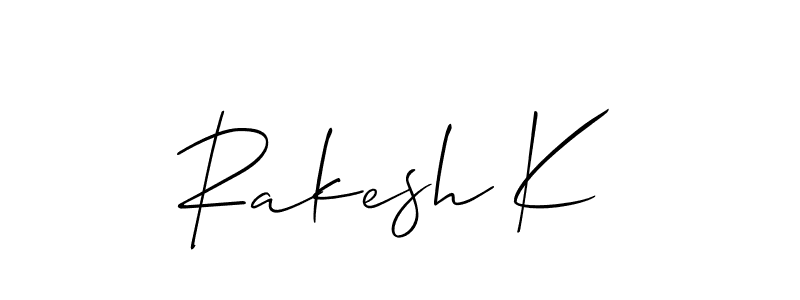 Design your own signature with our free online signature maker. With this signature software, you can create a handwritten (Allison_Script) signature for name Rakesh K. Rakesh K signature style 2 images and pictures png