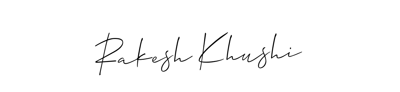 Similarly Allison_Script is the best handwritten signature design. Signature creator online .You can use it as an online autograph creator for name Rakesh Khushi. Rakesh Khushi signature style 2 images and pictures png