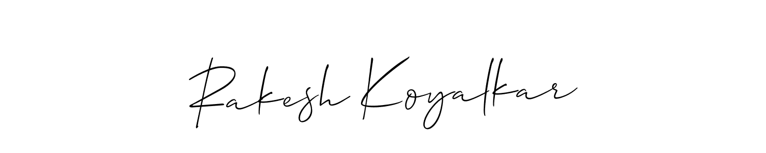 The best way (Allison_Script) to make a short signature is to pick only two or three words in your name. The name Rakesh Koyalkar include a total of six letters. For converting this name. Rakesh Koyalkar signature style 2 images and pictures png