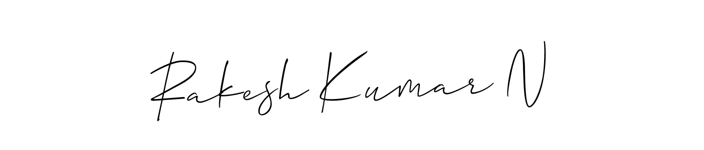 Use a signature maker to create a handwritten signature online. With this signature software, you can design (Allison_Script) your own signature for name Rakesh Kumar N. Rakesh Kumar N signature style 2 images and pictures png