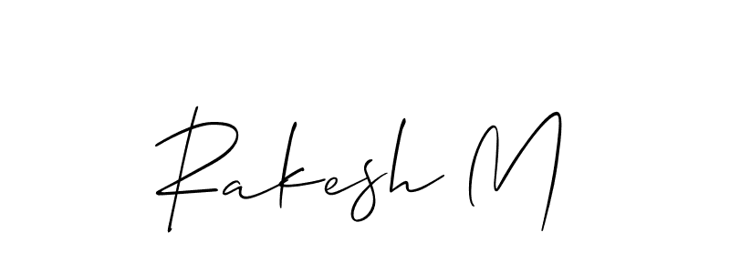 Create a beautiful signature design for name Rakesh M. With this signature (Allison_Script) fonts, you can make a handwritten signature for free. Rakesh M signature style 2 images and pictures png