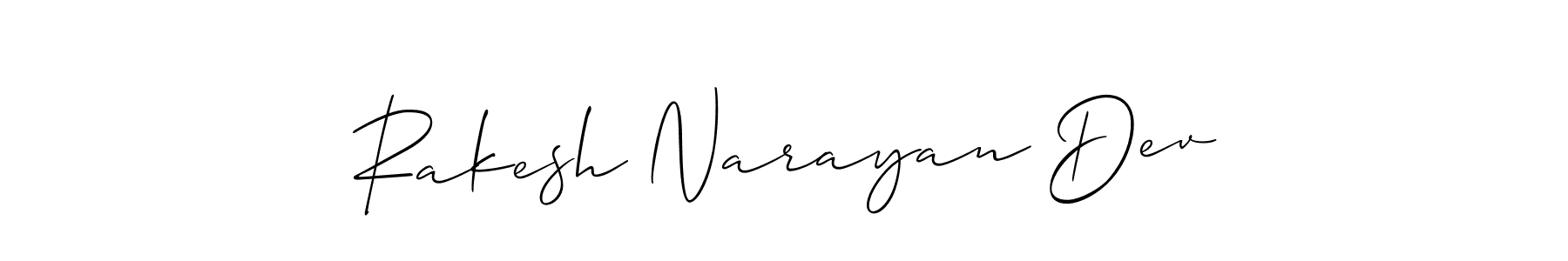 Allison_Script is a professional signature style that is perfect for those who want to add a touch of class to their signature. It is also a great choice for those who want to make their signature more unique. Get Rakesh Narayan Dev name to fancy signature for free. Rakesh Narayan Dev signature style 2 images and pictures png