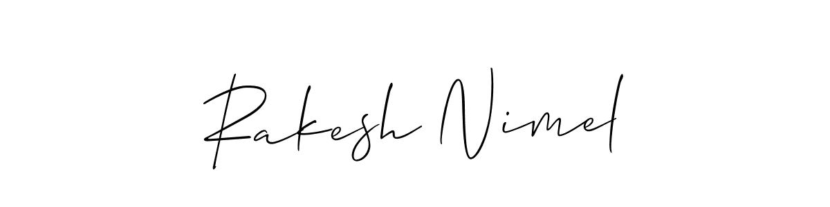 How to make Rakesh Nimel name signature. Use Allison_Script style for creating short signs online. This is the latest handwritten sign. Rakesh Nimel signature style 2 images and pictures png
