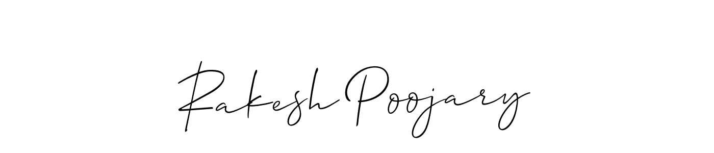 The best way (Allison_Script) to make a short signature is to pick only two or three words in your name. The name Rakesh Poojary include a total of six letters. For converting this name. Rakesh Poojary signature style 2 images and pictures png