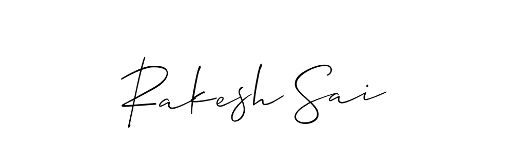 The best way (Allison_Script) to make a short signature is to pick only two or three words in your name. The name Rakesh Sai include a total of six letters. For converting this name. Rakesh Sai signature style 2 images and pictures png