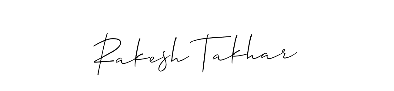 Allison_Script is a professional signature style that is perfect for those who want to add a touch of class to their signature. It is also a great choice for those who want to make their signature more unique. Get Rakesh Takhar name to fancy signature for free. Rakesh Takhar signature style 2 images and pictures png