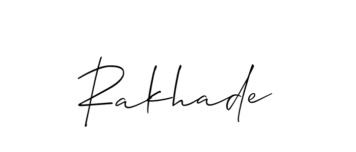 It looks lik you need a new signature style for name Rakhade. Design unique handwritten (Allison_Script) signature with our free signature maker in just a few clicks. Rakhade signature style 2 images and pictures png