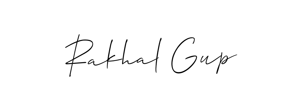 Similarly Allison_Script is the best handwritten signature design. Signature creator online .You can use it as an online autograph creator for name Rakhal Gup. Rakhal Gup signature style 2 images and pictures png