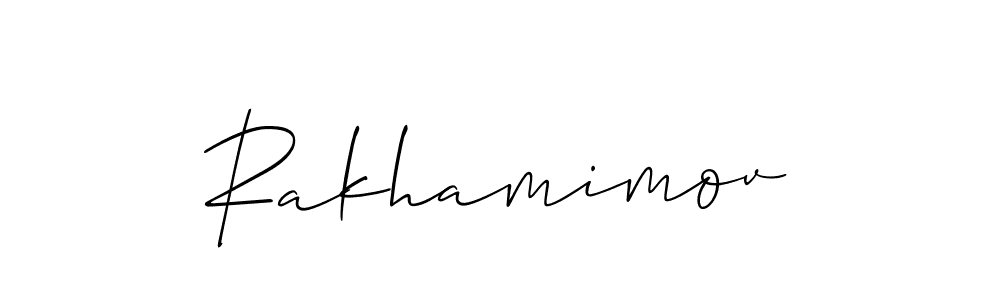 The best way (Allison_Script) to make a short signature is to pick only two or three words in your name. The name Rakhamimov include a total of six letters. For converting this name. Rakhamimov signature style 2 images and pictures png