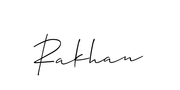 Design your own signature with our free online signature maker. With this signature software, you can create a handwritten (Allison_Script) signature for name Rakhan. Rakhan signature style 2 images and pictures png
