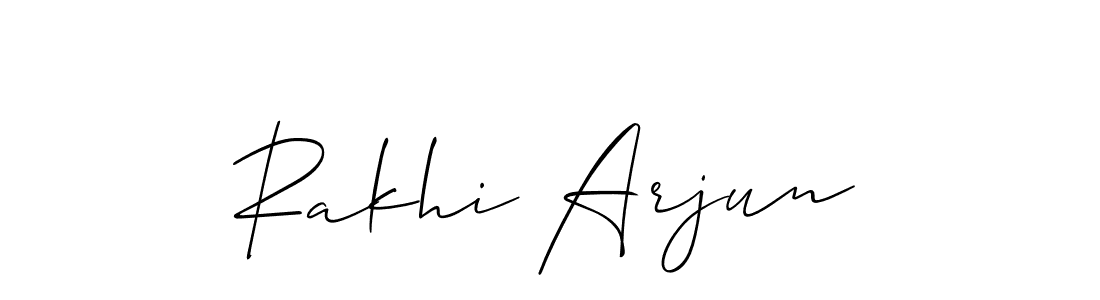 How to make Rakhi Arjun name signature. Use Allison_Script style for creating short signs online. This is the latest handwritten sign. Rakhi Arjun signature style 2 images and pictures png