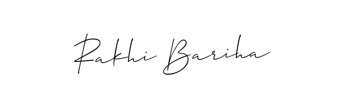 Similarly Allison_Script is the best handwritten signature design. Signature creator online .You can use it as an online autograph creator for name Rakhi Bariha. Rakhi Bariha signature style 2 images and pictures png