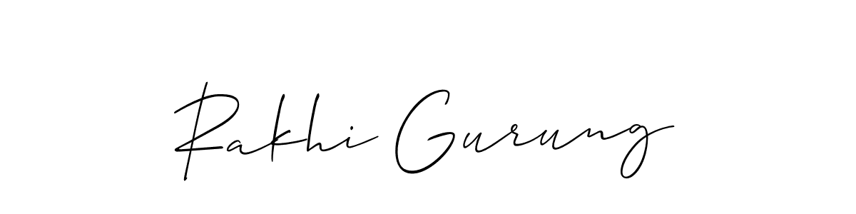 How to make Rakhi Gurung signature? Allison_Script is a professional autograph style. Create handwritten signature for Rakhi Gurung name. Rakhi Gurung signature style 2 images and pictures png