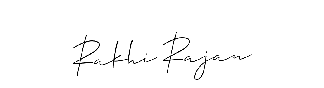 The best way (Allison_Script) to make a short signature is to pick only two or three words in your name. The name Rakhi Rajan include a total of six letters. For converting this name. Rakhi Rajan signature style 2 images and pictures png