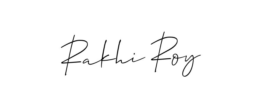 Use a signature maker to create a handwritten signature online. With this signature software, you can design (Allison_Script) your own signature for name Rakhi Roy. Rakhi Roy signature style 2 images and pictures png