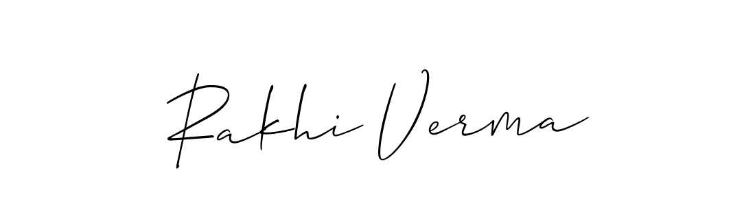 The best way (Allison_Script) to make a short signature is to pick only two or three words in your name. The name Rakhi Verma include a total of six letters. For converting this name. Rakhi Verma signature style 2 images and pictures png