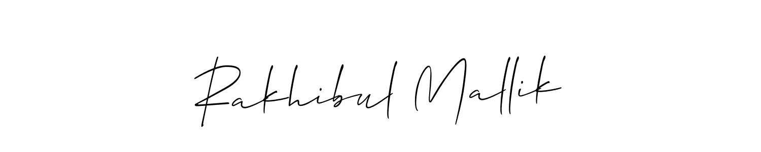 if you are searching for the best signature style for your name Rakhibul Mallik. so please give up your signature search. here we have designed multiple signature styles  using Allison_Script. Rakhibul Mallik signature style 2 images and pictures png