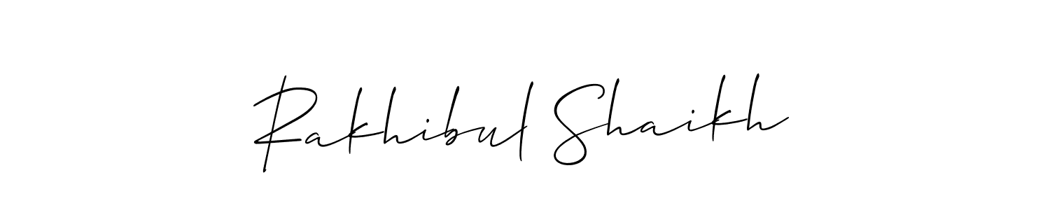 Make a beautiful signature design for name Rakhibul Shaikh. With this signature (Allison_Script) style, you can create a handwritten signature for free. Rakhibul Shaikh signature style 2 images and pictures png