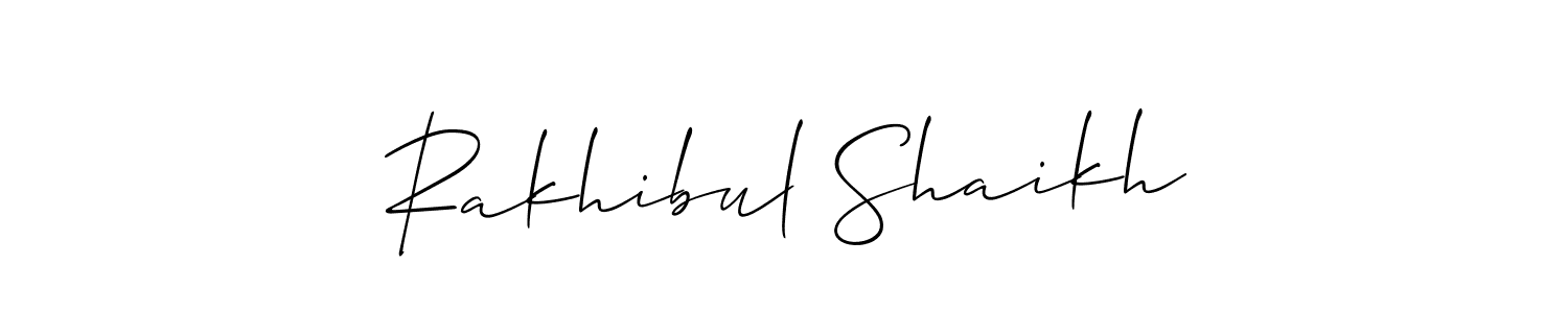 Make a short Rakhibul Shaikh signature style. Manage your documents anywhere anytime using Allison_Script. Create and add eSignatures, submit forms, share and send files easily. Rakhibul Shaikh signature style 2 images and pictures png