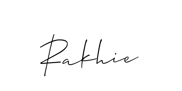 if you are searching for the best signature style for your name Rakhie. so please give up your signature search. here we have designed multiple signature styles  using Allison_Script. Rakhie signature style 2 images and pictures png