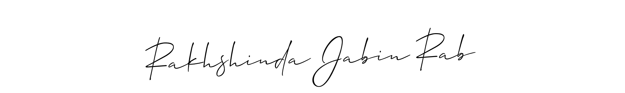 How to make Rakhshinda Jabin Rab name signature. Use Allison_Script style for creating short signs online. This is the latest handwritten sign. Rakhshinda Jabin Rab signature style 2 images and pictures png
