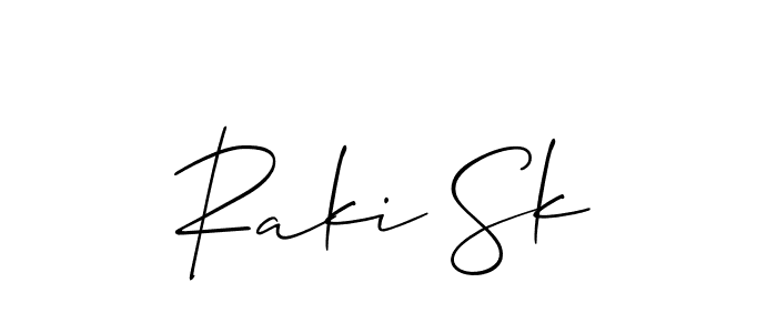 Make a beautiful signature design for name Raki Sk. With this signature (Allison_Script) style, you can create a handwritten signature for free. Raki Sk signature style 2 images and pictures png