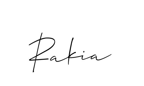 Create a beautiful signature design for name Rakia. With this signature (Allison_Script) fonts, you can make a handwritten signature for free. Rakia signature style 2 images and pictures png