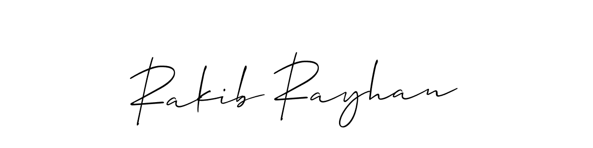 The best way (Allison_Script) to make a short signature is to pick only two or three words in your name. The name Rakib Rayhan include a total of six letters. For converting this name. Rakib Rayhan signature style 2 images and pictures png