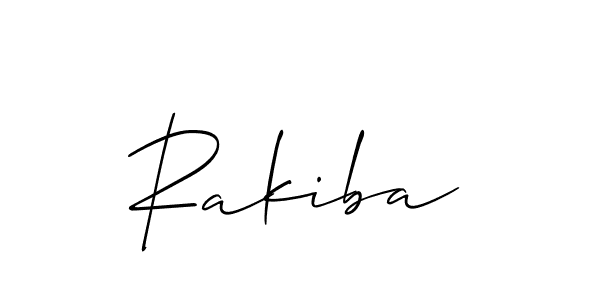 Design your own signature with our free online signature maker. With this signature software, you can create a handwritten (Allison_Script) signature for name Rakiba. Rakiba signature style 2 images and pictures png