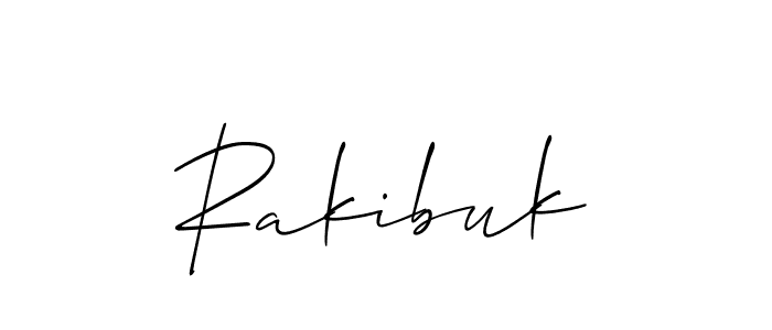 Create a beautiful signature design for name Rakibuk. With this signature (Allison_Script) fonts, you can make a handwritten signature for free. Rakibuk signature style 2 images and pictures png