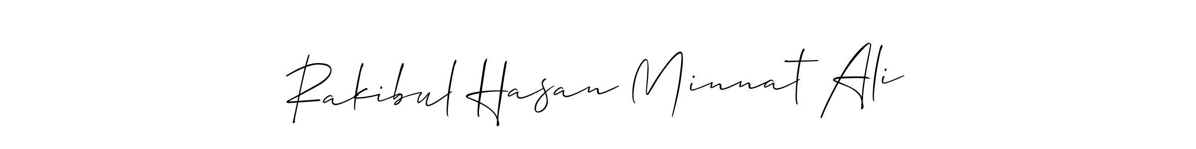 The best way (Allison_Script) to make a short signature is to pick only two or three words in your name. The name Rakibul Hasan Minnat Ali include a total of six letters. For converting this name. Rakibul Hasan Minnat Ali signature style 2 images and pictures png