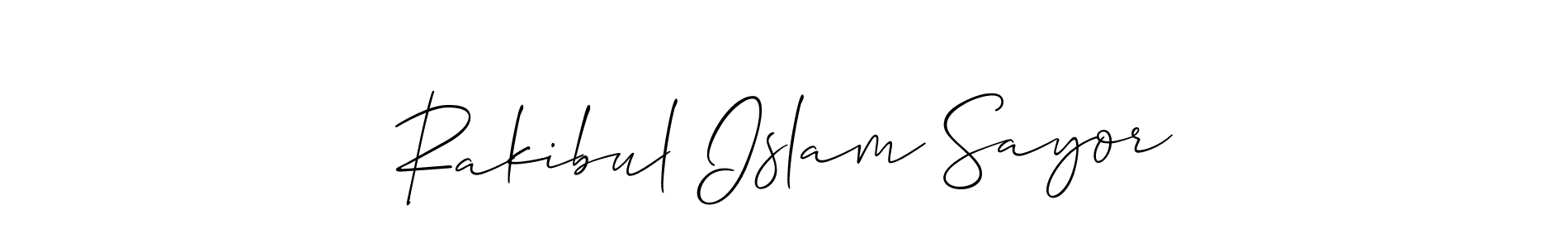 You should practise on your own different ways (Allison_Script) to write your name (Rakibul Islam Sayor) in signature. don't let someone else do it for you. Rakibul Islam Sayor signature style 2 images and pictures png