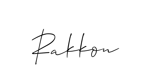 Design your own signature with our free online signature maker. With this signature software, you can create a handwritten (Allison_Script) signature for name Rakkon. Rakkon signature style 2 images and pictures png