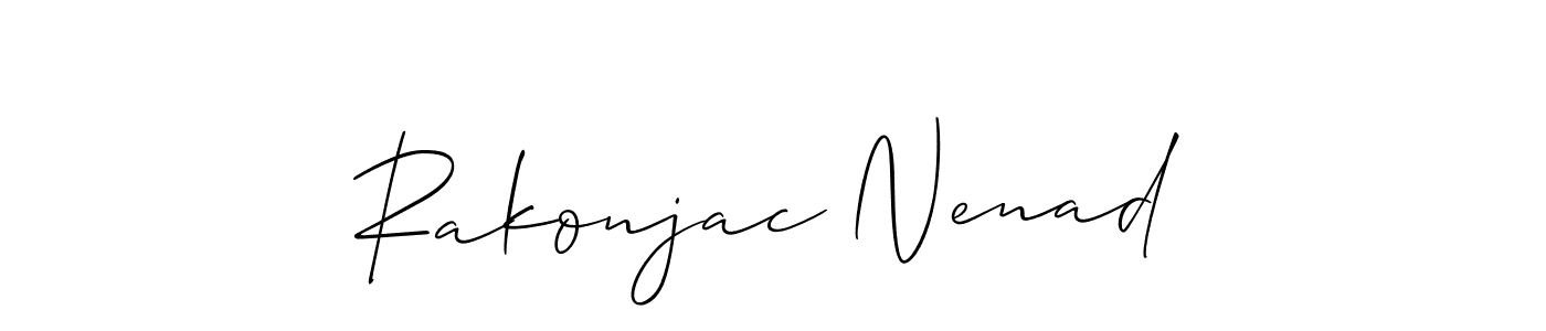 The best way (Allison_Script) to make a short signature is to pick only two or three words in your name. The name Rakonjac Nenad include a total of six letters. For converting this name. Rakonjac Nenad signature style 2 images and pictures png