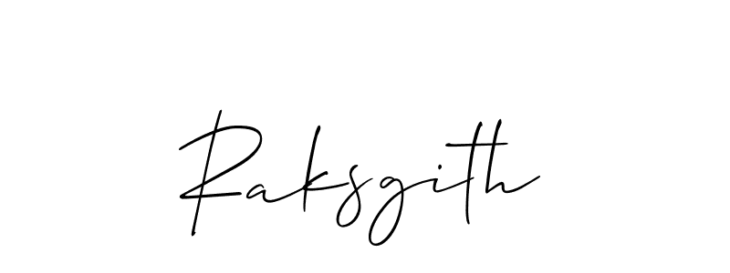 Use a signature maker to create a handwritten signature online. With this signature software, you can design (Allison_Script) your own signature for name Raksgith. Raksgith signature style 2 images and pictures png