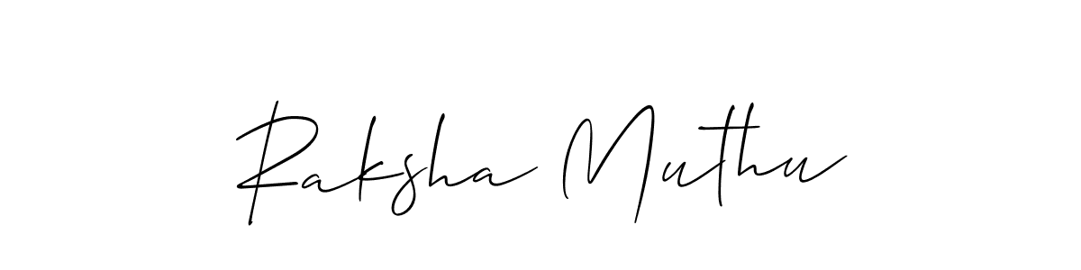 Similarly Allison_Script is the best handwritten signature design. Signature creator online .You can use it as an online autograph creator for name Raksha Muthu. Raksha Muthu signature style 2 images and pictures png