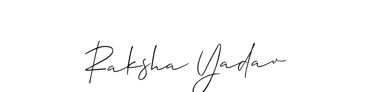 Allison_Script is a professional signature style that is perfect for those who want to add a touch of class to their signature. It is also a great choice for those who want to make their signature more unique. Get Raksha Yadav name to fancy signature for free. Raksha Yadav signature style 2 images and pictures png