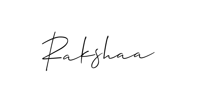 Make a beautiful signature design for name Rakshaa. With this signature (Allison_Script) style, you can create a handwritten signature for free. Rakshaa signature style 2 images and pictures png