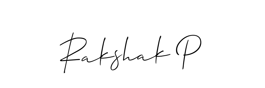 Also You can easily find your signature by using the search form. We will create Rakshak P name handwritten signature images for you free of cost using Allison_Script sign style. Rakshak P signature style 2 images and pictures png