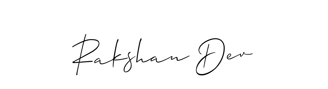 Use a signature maker to create a handwritten signature online. With this signature software, you can design (Allison_Script) your own signature for name Rakshan Dev. Rakshan Dev signature style 2 images and pictures png