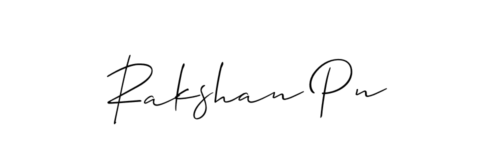 How to make Rakshan Pn name signature. Use Allison_Script style for creating short signs online. This is the latest handwritten sign. Rakshan Pn signature style 2 images and pictures png