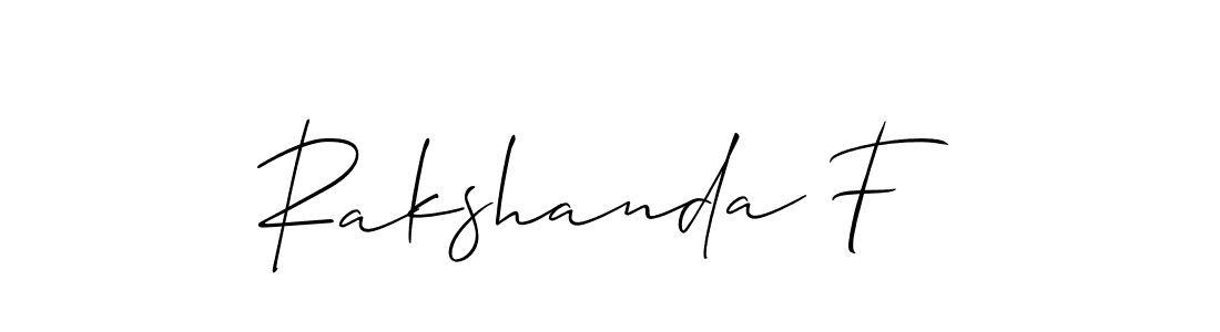 Rakshanda F stylish signature style. Best Handwritten Sign (Allison_Script) for my name. Handwritten Signature Collection Ideas for my name Rakshanda F. Rakshanda F signature style 2 images and pictures png