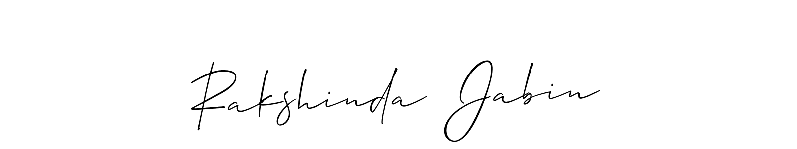 How to make Rakshinda  Jabin signature? Allison_Script is a professional autograph style. Create handwritten signature for Rakshinda  Jabin name. Rakshinda  Jabin signature style 2 images and pictures png